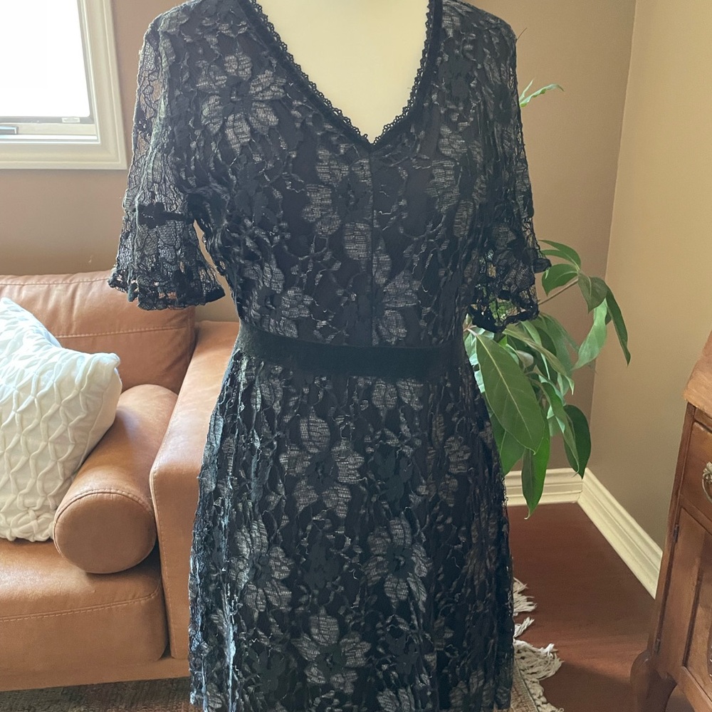 Blu Pepper Elegant Black Lace Dress